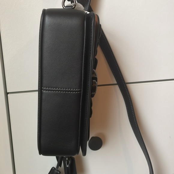 Coach Tea Rose Mini Studio Baguette Pewter/Black & a Pink Cherry Bag Charm NWT - Picture 10 of 17